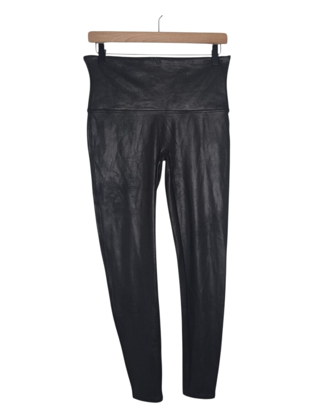 Spanx Womens Black Mid Rise Faux Leather Leggings Size XL